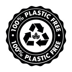 Plastic free green icon badge. plastic free chemical mark. Vector illustration.