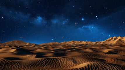Starry Night Over Desert Dunes - A clear night sky reveals a blanket of stars over the sweeping desert dunes.