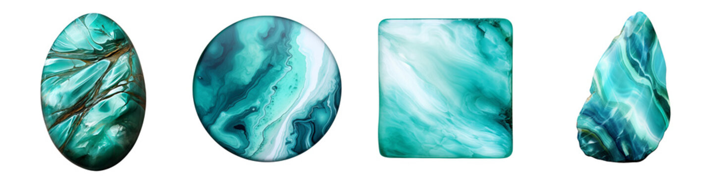 Teal Larimar Gemstone clipart collection, vector, icons isolated on transparent background