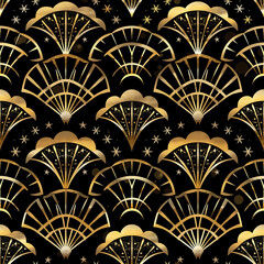Black and Gold Art Deco Seamless Tile