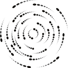 Composition of points degrading from highest to lowest and rotating to make circles counterclockwise. Black ellipses decreasing size