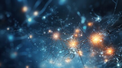Obraz premium Light micrograph of human brain tissue showing neurons and glial cells.