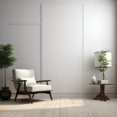 interior of a modern room, white wall background