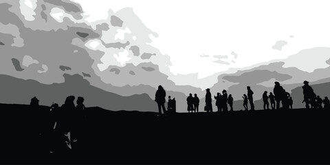 group of people on mountain