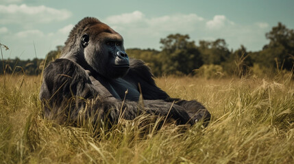 Obraz na płótnie Canvas Gorilla in it's Natural Habitat, High Resolution Files, National Geographic Quality
