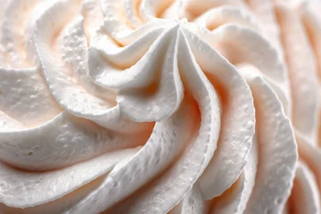 Fotobehang Macro shot of whipped cream peaks, highlighting the airy texture and subtle vanilla hues © gankevstock