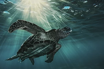 Zelfklevend Fotobehang Leatherback Sea Turtle in it's Natural Habitat, High Resolution Files, National Geographic Quality © BranchandStick