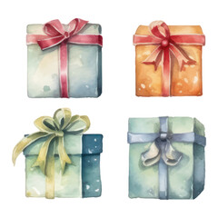 gift boxes watercolor Illustration for greeting cards, printing and other design projects.