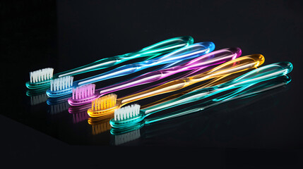 close up of colorful toothbrushwa