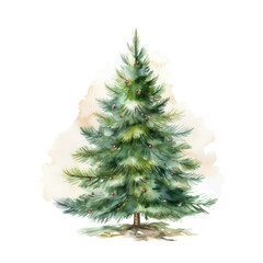 Christmas tree watercolor Illustration for greeting cards, printing and other design projects.