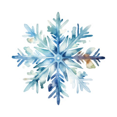 snowflake watercolor illustration isolated on white transparent background.