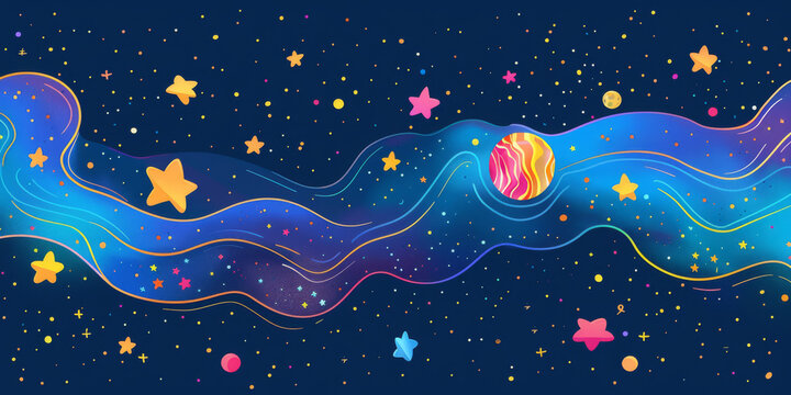 space theme art background, space galaxy on blue background