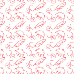Seamless pattern of sketches female jewerly necklace. Vector illustration isolated. Can used for textile, wrapping paper, cover design, beauty background. 
