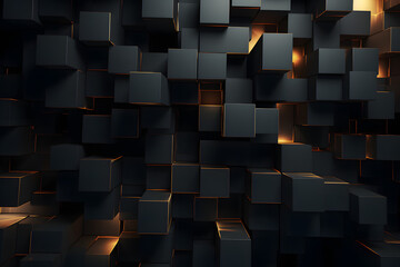 Elevate your visual content with this dark background design featuring abstract geometric blocks in a 3D composition. Generative AI,