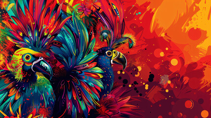 Fototapeta na wymiar Carnival in Rio birds colors