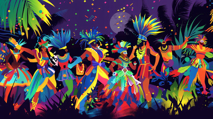 Fototapeta na wymiar Carnival in Rio dancing people