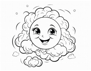 Cute Sun And Clouds Coloring Page For Kids