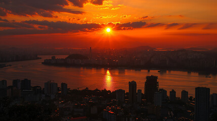 Fototapeta premium sunset over the city