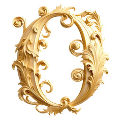 An ornate Heraldic style golden O letter cutout