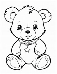 Obraz na płótnie Canvas Cute Teddy Bear Coloring Pages Drawing For Kids