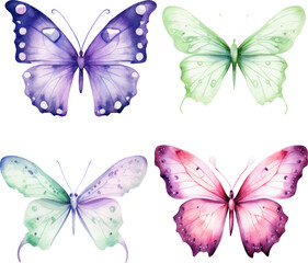 set of butterflies butterfly vector illustration. collection of vibrant watercolor butterflies ideal for postcards, designs, and invites.