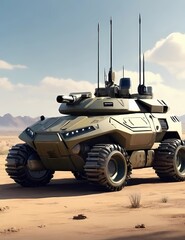 a modern tank with a stylish body and tracks is the army of the future
