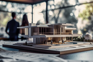 Obraz premium Model of a luxury house with a pool