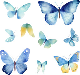 set of butterflies butterfly vector illustration. collection of vibrant watercolor butterflies ideal for postcards, designs, and invites.