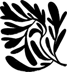 Grunge Artwork Chalk Leaf Silhouette