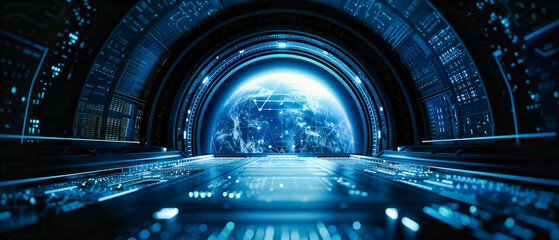 Journey beyond, a futuristic spacecraft interior invites exploration of the unknown, blending...