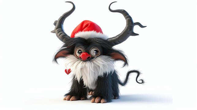 A charming and whimsical 3D depiction of the legendary character, Krampus, known for his mischievous yet endearing ways. With its adorable design and vibrant colors, this image will add a to