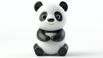 A whimsical 3D rendering of a cute panda, showcasing its adorable features, on a clean white background - perfect for adding a touch of charm to any project.