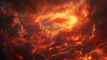 Fotobehang Stunning apocalyptic red cloudscape. AI generated. © Viktor