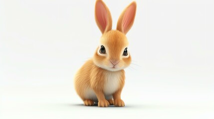 A charming 3D rabbit with a delightful expression, captured against a clean white background. Perfect for adding a touch of cuteness to your projects.