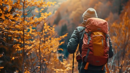 Photo of a hiker walking. AI generated.