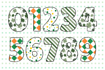Handcrafted Saint Patrick number color creative art typographic design