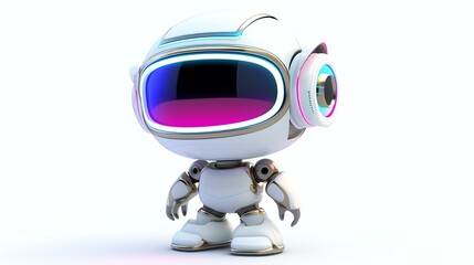 A delightful 3D telepath, exuding cuteness, floats gracefully against a clean white background. Its charming design and vibrant colors make it perfect for any project needing a touch of whim - obrazy, fototapety, plakaty