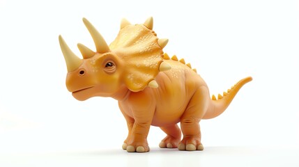 A charming 3D rendering of a lovable triceratops standing proudly on a clean white background. Perfect for adding a touch of cuteness to any project or design.