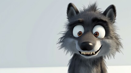 A charming 3D illustration of a cute and playful werewolf, standing on a clean white background. With its endearing smile and adorable features, this image is perfect for Halloween-themed gr
