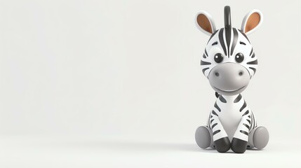 Fototapeta na wymiar A delightful 3D zebra illustration, perfect for adding a touch of cuteness to your projects. With its adorable expression, this zebra stands on a white background, inviting joy and creativit