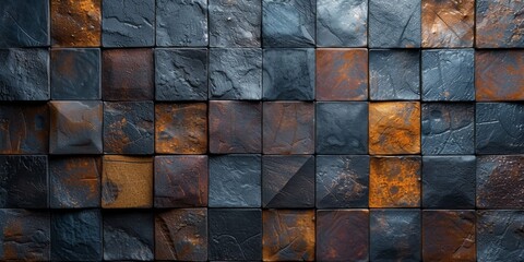 Abstract background made of black and brown 3d cubes, banner