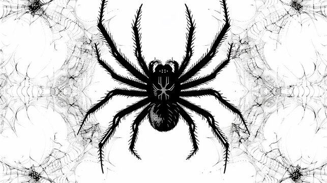 Padr&atilde;o preto e branco de aranha 