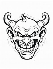 Devil With Big Smile Coloring Pages Drawing For Kids