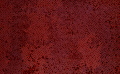 dark red rusty on brown checkered steel plates texture, old anti slip floor background. abstract rusty texture in grunge background for industrial design concept.