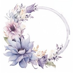 Circular frame adorned with a charming bouquet of spring flowers