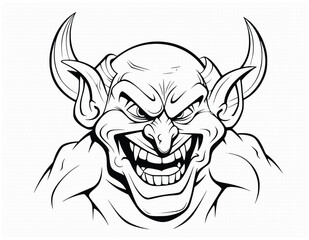 Devil With Big Smile Coloring Pages Drawing For Kids
