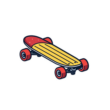 recommend clip art: Skateboard,simple,minimalism,flat color,vector illustration,thick outlined,white background