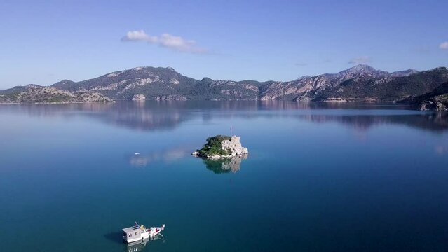 360° Island Majesty: Breathtaking Drone Video of Selimiye Bay, Marmaris, Turkey