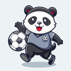 panda playing football vector 