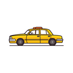 Taxi,simple,minimalism,flat color,vector illustration,thick outlined,white background